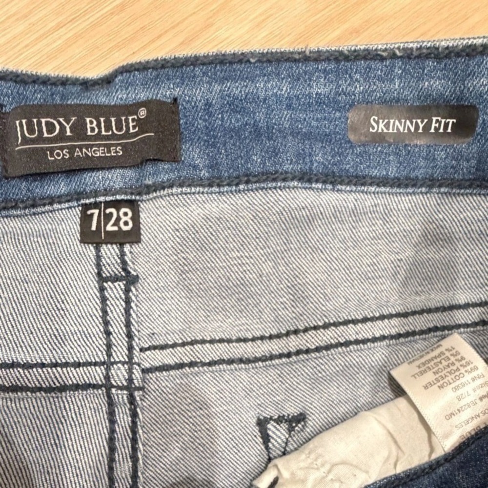 Judy Blue Womens Blue Distressed Denim Raw Hem Stretch Skinny Fit Jeans Size 7 - Picture 5 of 8